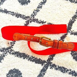 Vintage Coach Red Wool & Brown Leather Belt Size 38